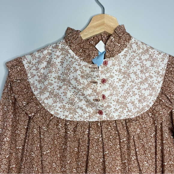 Juniors vintage size 9 brown floral prairie dress‎ gown - Picture 2 of 6
